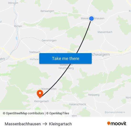 Massenbachhausen to Kleingartach map