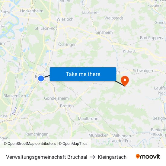 Verwaltungsgemeinschaft Bruchsal to Kleingartach map