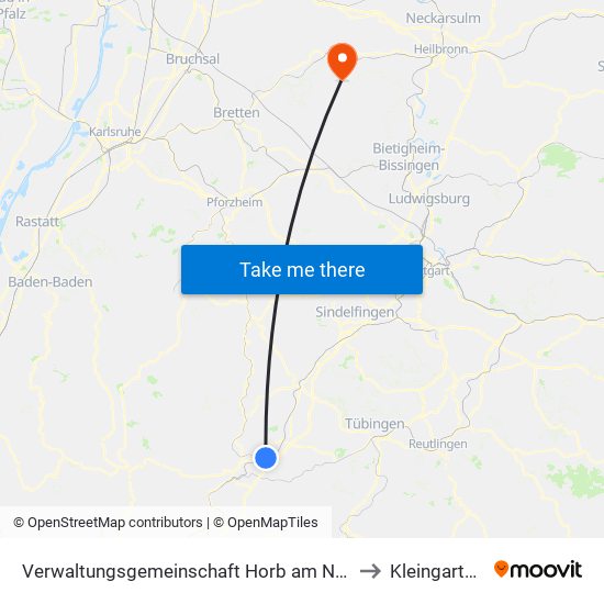 Verwaltungsgemeinschaft Horb am Neckar to Kleingartach map
