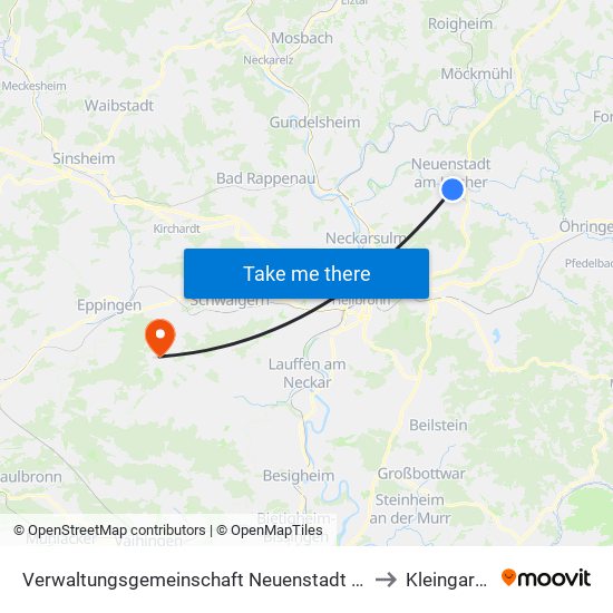 Verwaltungsgemeinschaft Neuenstadt am Kocher to Kleingartach map