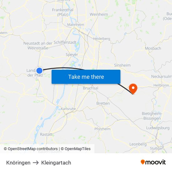 Knöringen to Kleingartach map