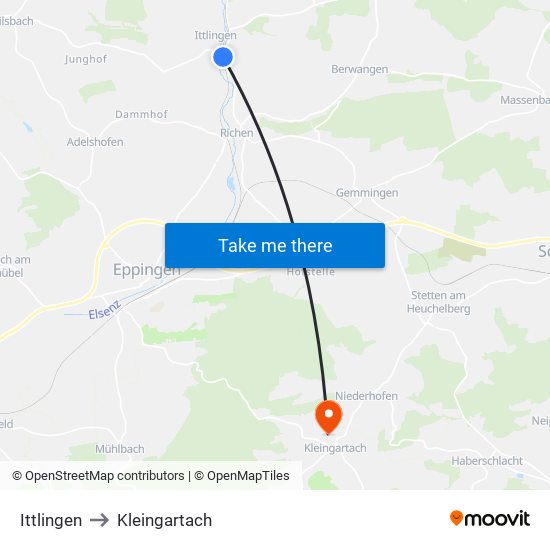Ittlingen to Kleingartach map
