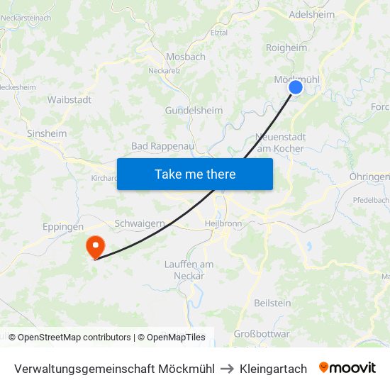 Verwaltungsgemeinschaft Möckmühl to Kleingartach map