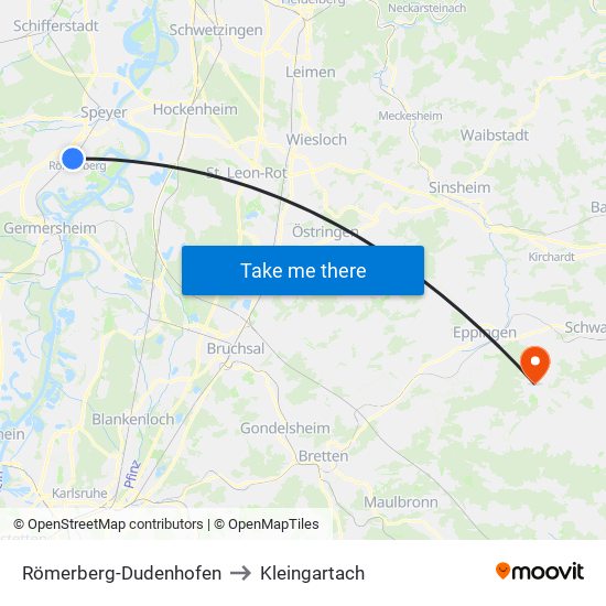 Römerberg-Dudenhofen to Kleingartach map