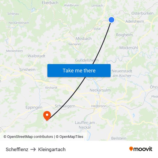 Schefflenz to Kleingartach map