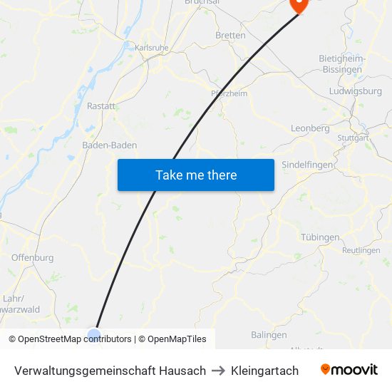 Verwaltungsgemeinschaft Hausach to Kleingartach map