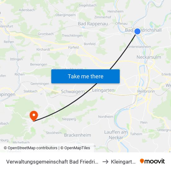 Verwaltungsgemeinschaft Bad Friedrichshall to Kleingartach map