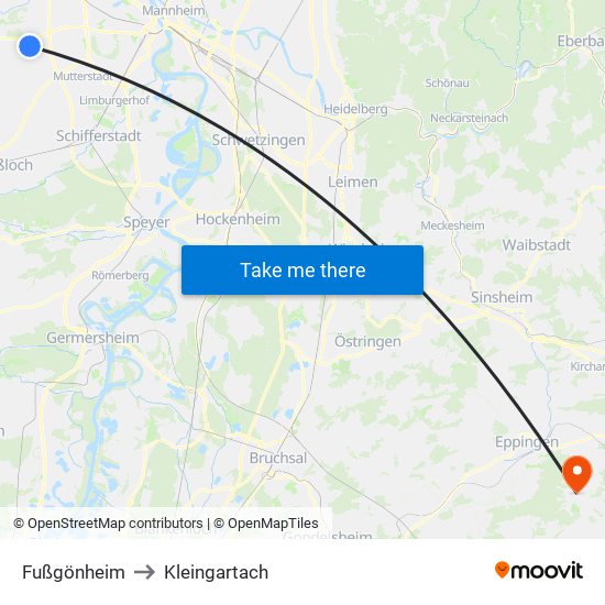 Fußgönheim to Kleingartach map