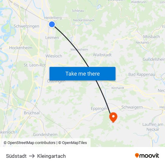 Südstadt to Kleingartach map