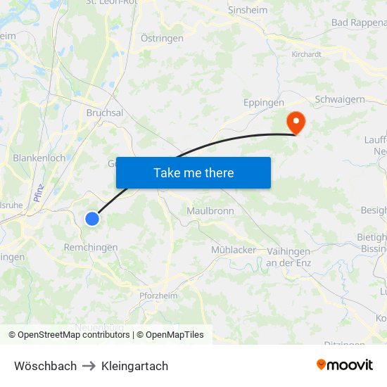Wöschbach to Kleingartach map