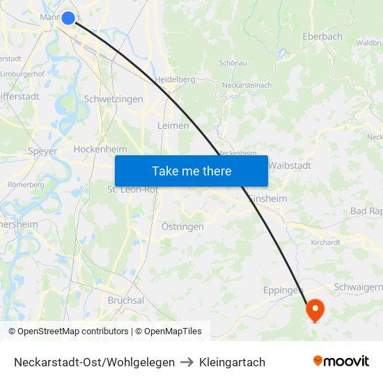 Neckarstadt-Ost/Wohlgelegen to Kleingartach map