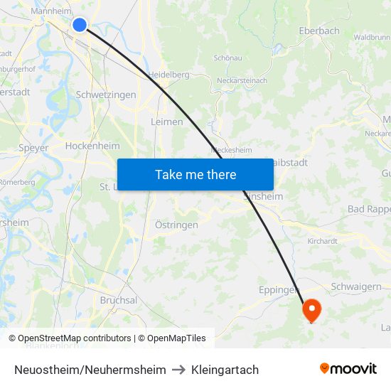 Neuostheim/Neuhermsheim to Kleingartach map