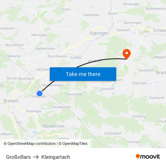 Großvillars to Kleingartach map