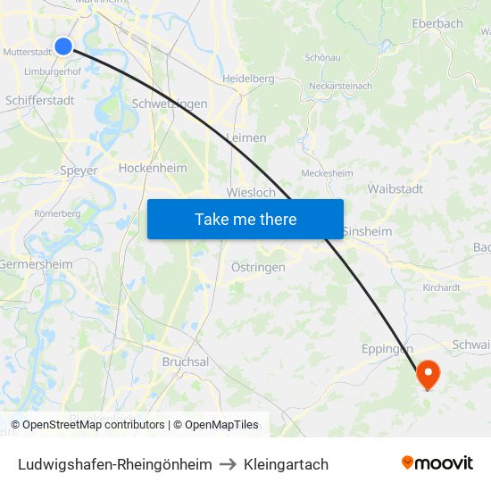 Ludwigshafen-Rheingönheim to Kleingartach map