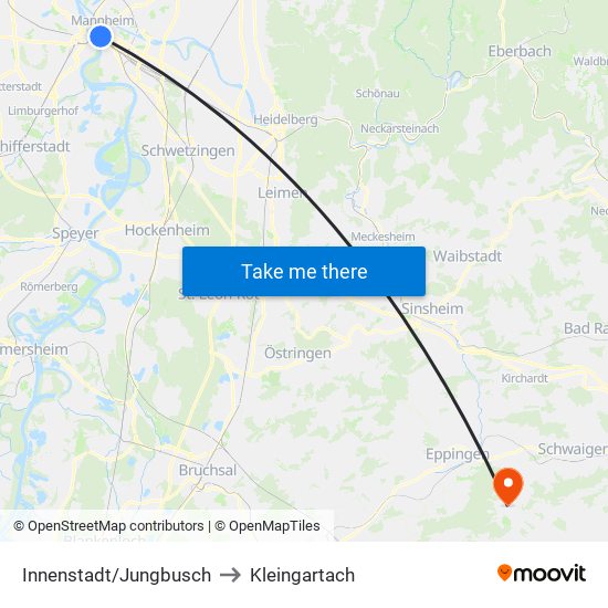 Innenstadt/Jungbusch to Kleingartach map