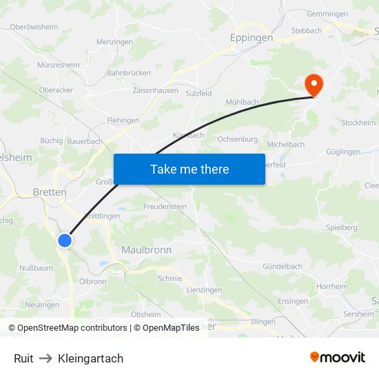 Ruit to Kleingartach map