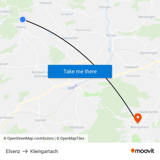 Elsenz to Kleingartach map