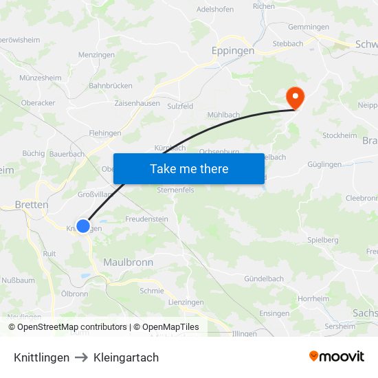 Knittlingen to Kleingartach map