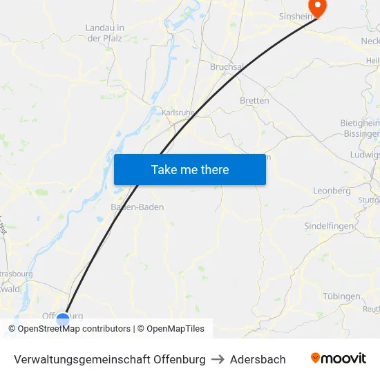 Verwaltungsgemeinschaft Offenburg to Adersbach map