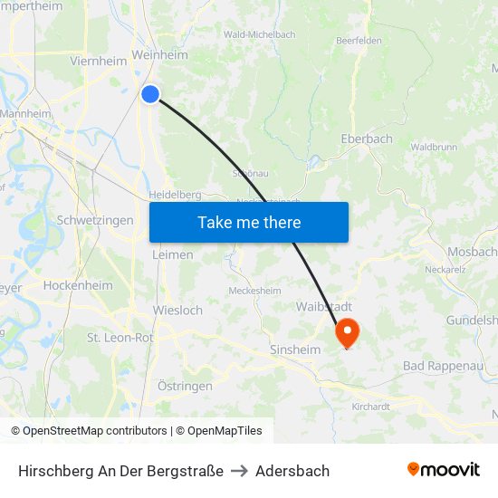 Hirschberg An Der Bergstraße to Adersbach map