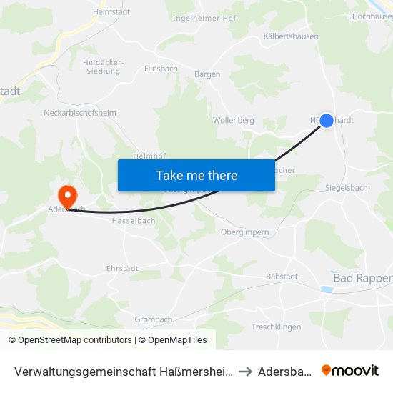 Verwaltungsgemeinschaft Haßmersheim to Adersbach map