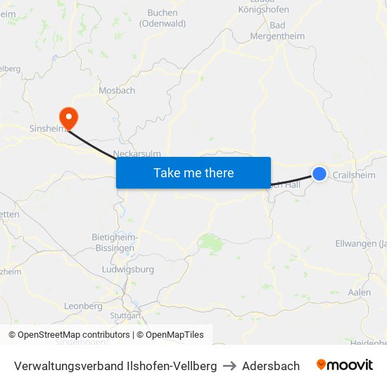 Verwaltungsverband Ilshofen-Vellberg to Adersbach map