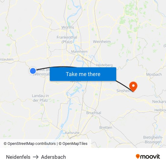 Neidenfels to Adersbach map