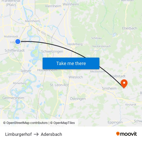 Limburgerhof to Adersbach map