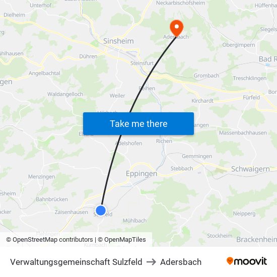 Verwaltungsgemeinschaft Sulzfeld to Adersbach map