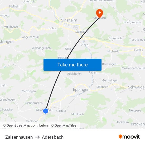 Zaisenhausen to Adersbach map