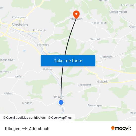 Ittlingen to Adersbach map