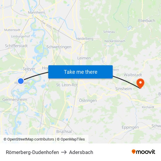 Römerberg-Dudenhofen to Adersbach map