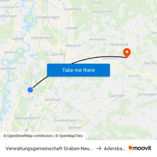 Verwaltungsgemeinschaft Graben-Neudorf to Adersbach map