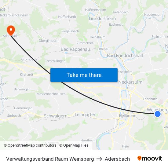 Verwaltungsverband Raum Weinsberg to Adersbach map