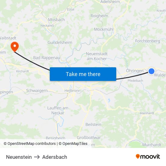 Neuenstein to Adersbach map