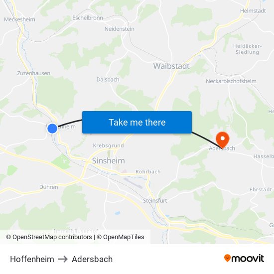 Hoffenheim to Adersbach map