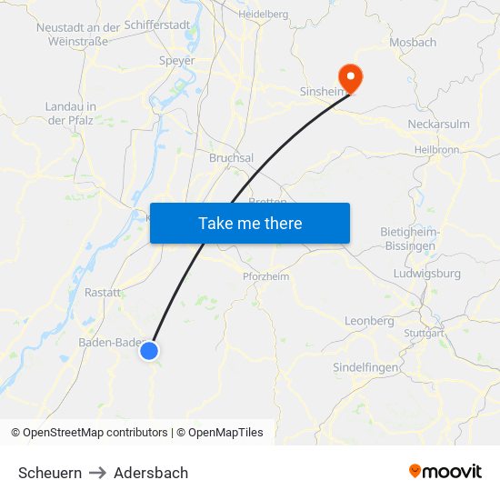 Scheuern to Adersbach map