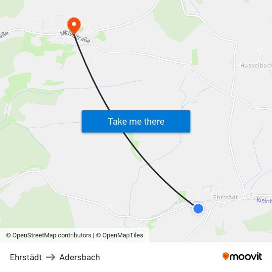 Ehrstädt to Adersbach map