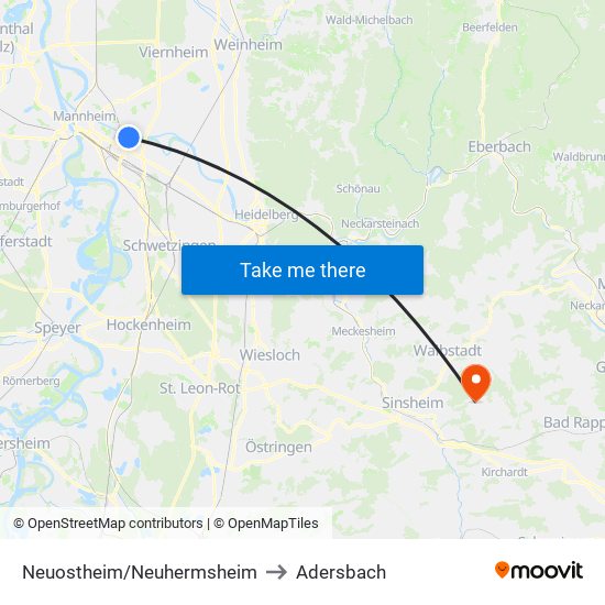 Neuostheim/Neuhermsheim to Adersbach map