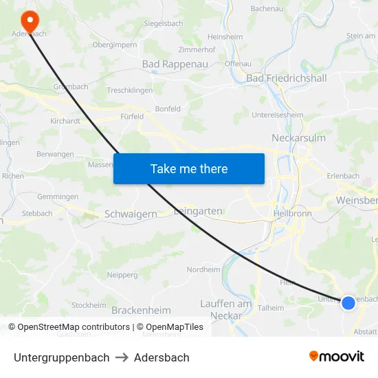 Untergruppenbach to Adersbach map