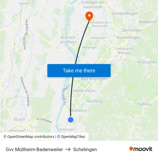 Gvv Müllheim-Badenweiler to Schelingen map