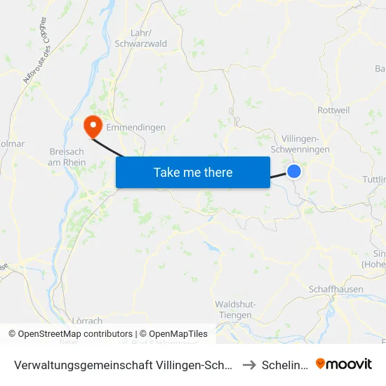 Verwaltungsgemeinschaft Villingen-Schwenningen to Schelingen map