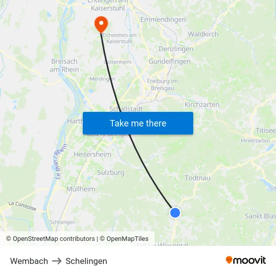 Wembach to Schelingen map