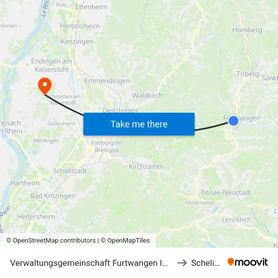 Verwaltungsgemeinschaft Furtwangen Im Schwarzwald to Schelingen map