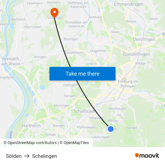 Sölden to Schelingen map