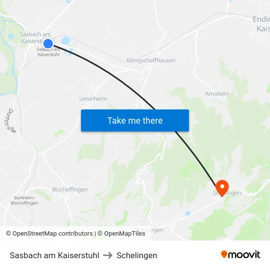Sasbach am Kaiserstuhl to Schelingen map