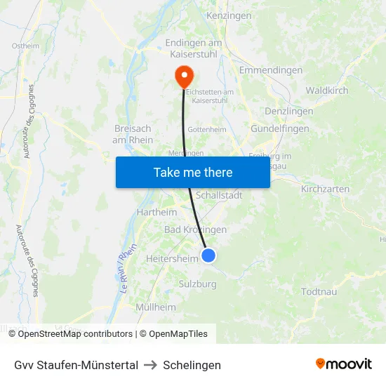 Gvv Staufen-Münstertal to Schelingen map