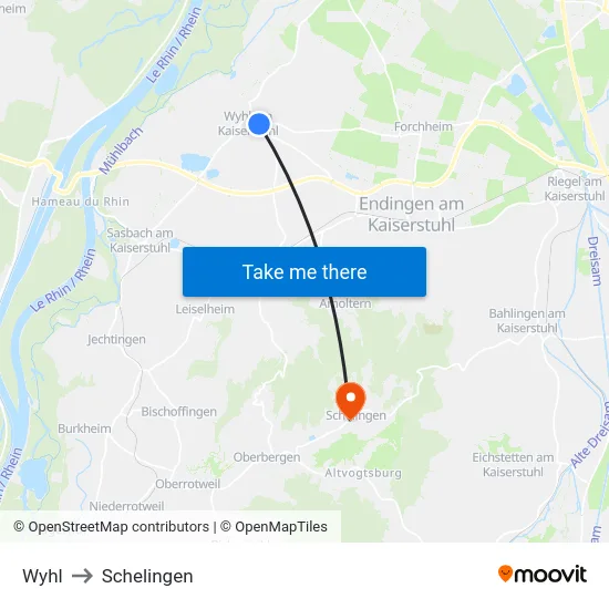 Wyhl to Schelingen map