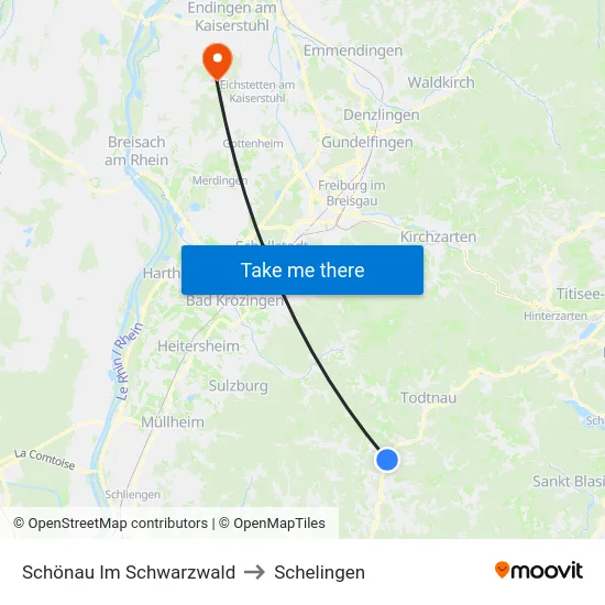 Schönau Im Schwarzwald to Schelingen map
