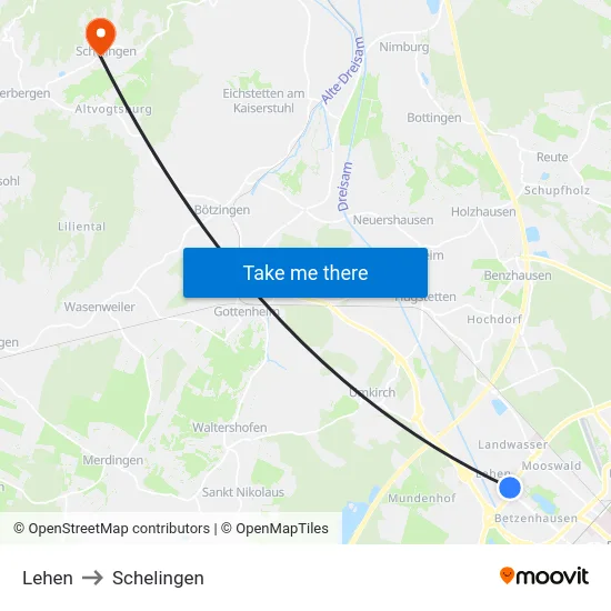 Lehen to Schelingen map